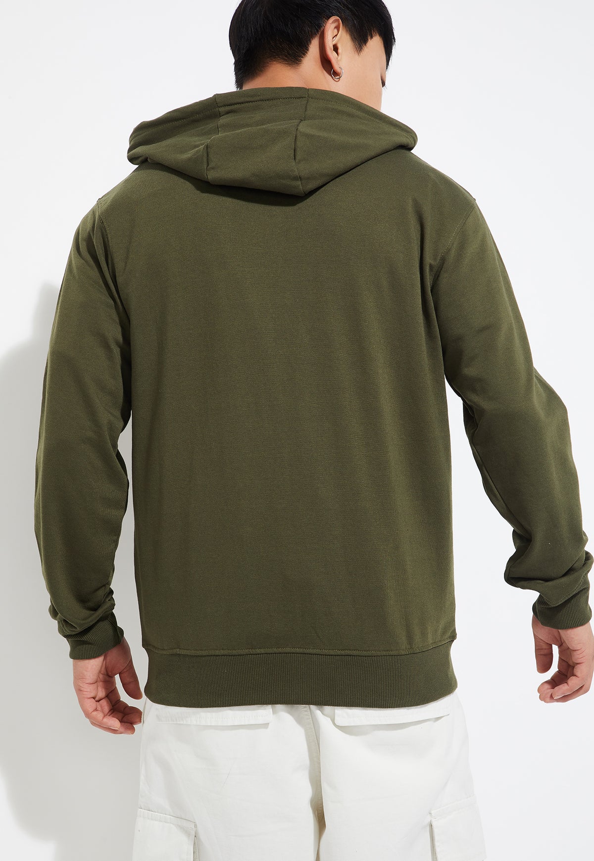 Ayke Men Solid Hooded Sweatshirt – Green – view 2