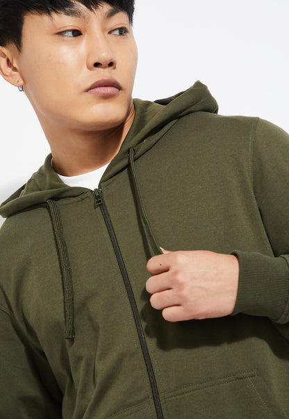 Ayke Men Solid Hooded Sweatshirt – Green – view 3