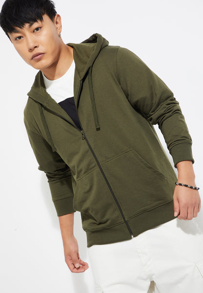 Ayke Men Solid Hooded Sweatshirt – Green – view 4