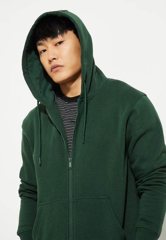 Ayke Men Solid Hooded Sweatshirt – Green – view 1