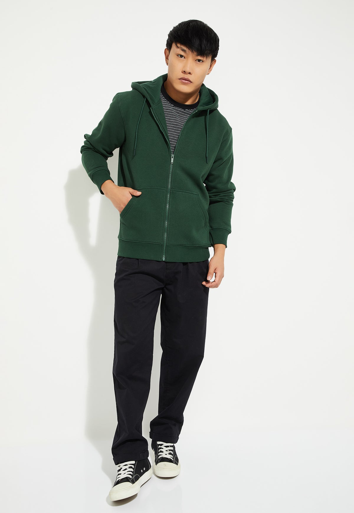 Ayke Men Solid Hooded Sweatshirt – Green – view 3