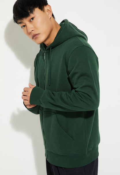 Ayke Men Solid Hooded Sweatshirt – Green – view 4
