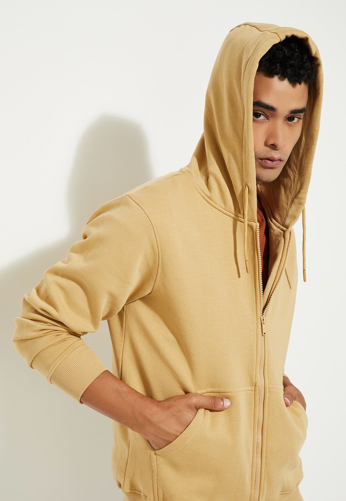 Ayke Men Solid Hooded Sweatshirt – Yellow – view 1