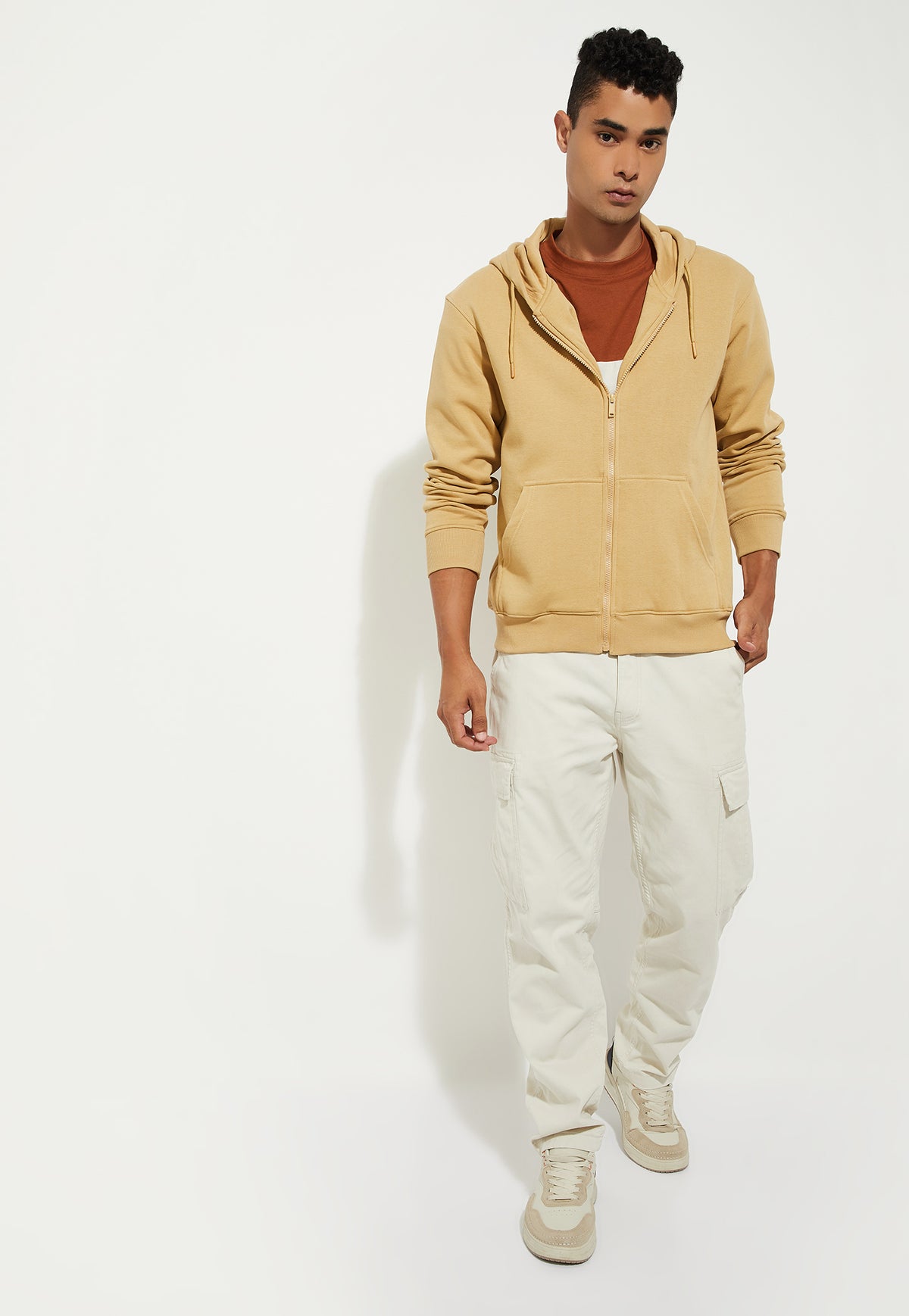 Ayke Men Solid Hooded Sweatshirt – Yellow – view 3