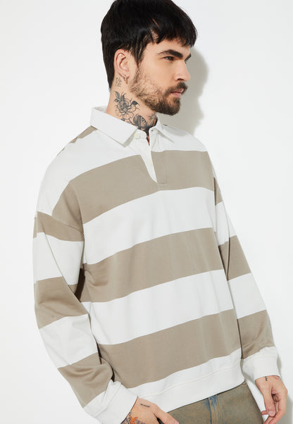 Ayke Men Striped Oversized Sweatshirt – White – view 3