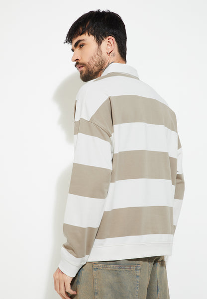 Ayke Men Striped Oversized Sweatshirt – White – view 5