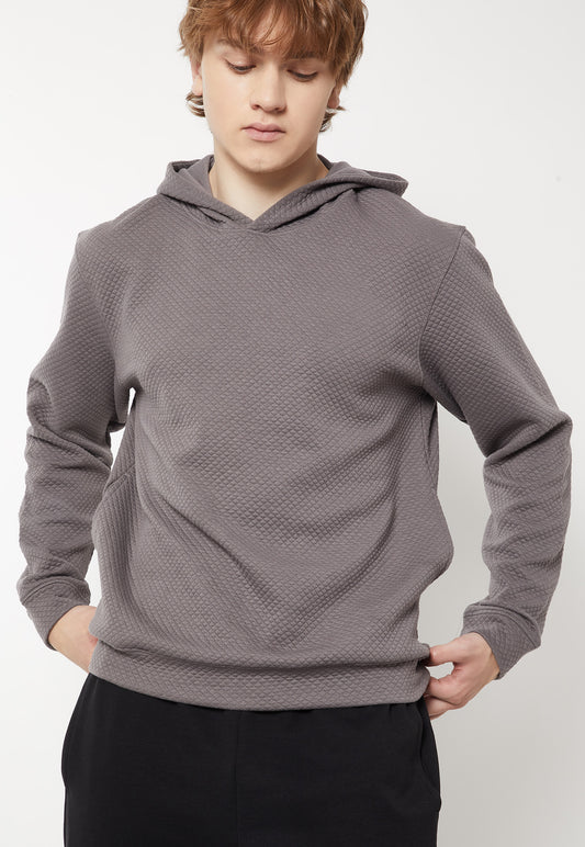 Ayke Men Textured Hooded Sweatshirt – Grey – view 1