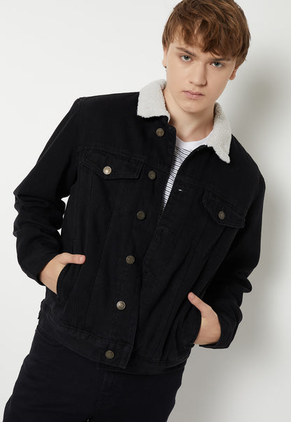 Ayke Men Washed Denim Jacket – Black – view 1
