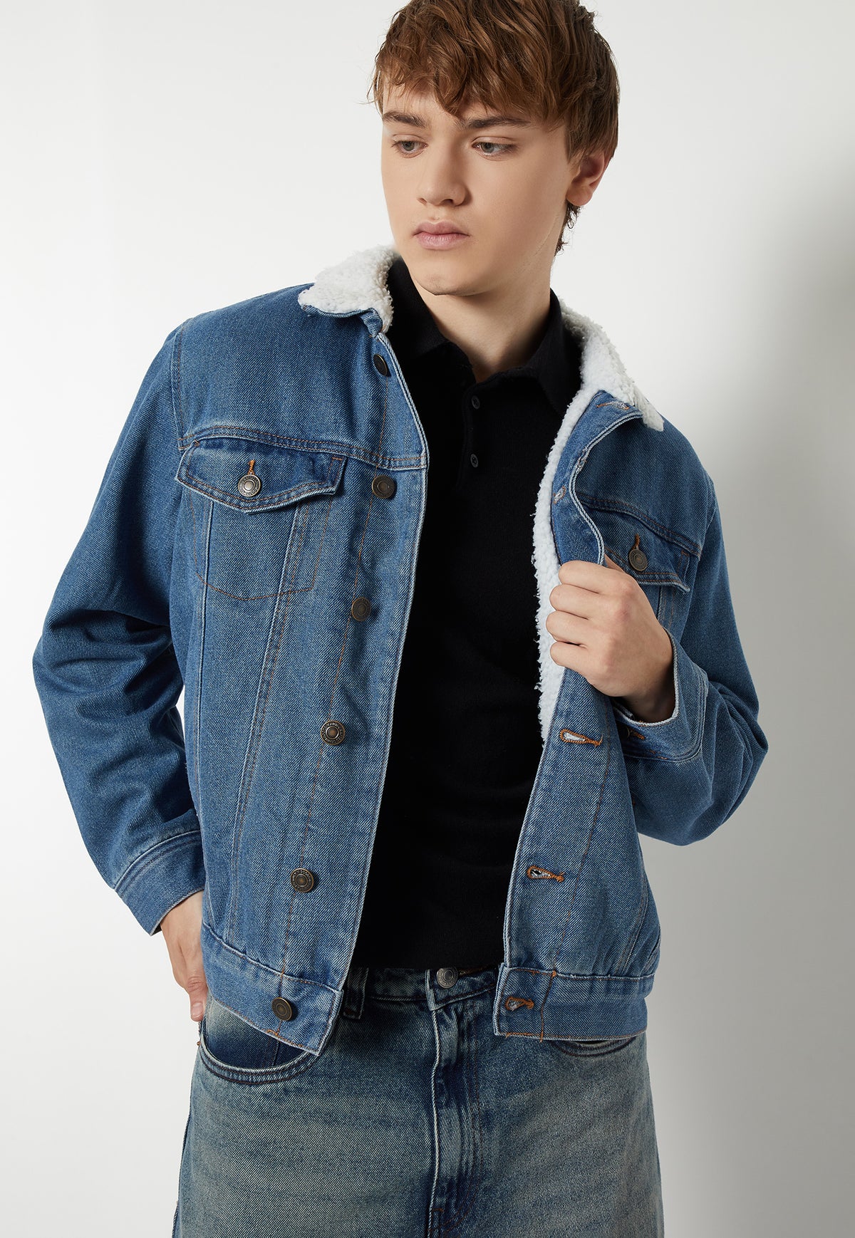 Ayke Men Washed Denim Jacket – Mid Blue – view 1