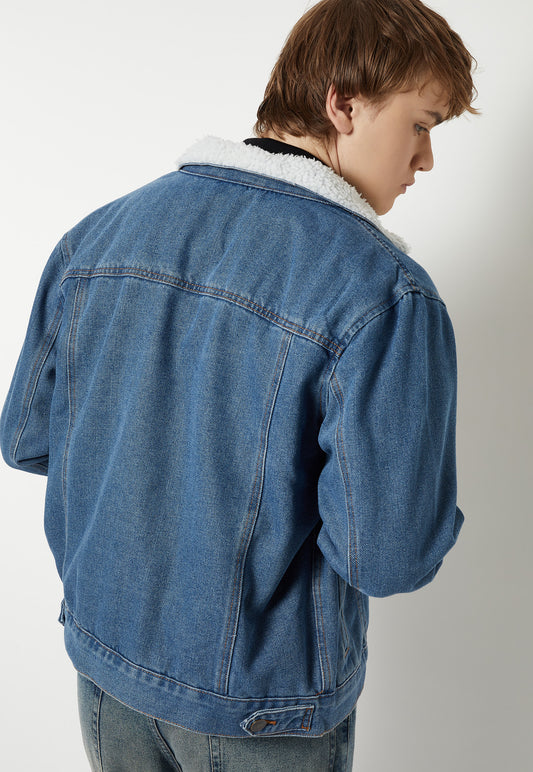 Ayke Men Washed Denim Jacket – Mid Blue – view 2