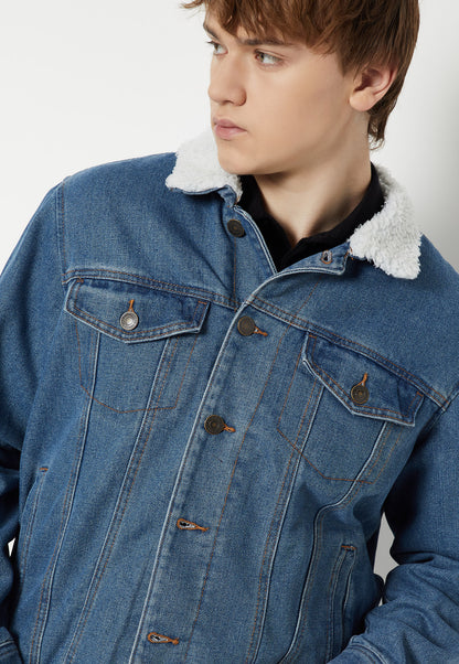 Ayke Men Washed Denim Jacket – Mid Blue – view 4